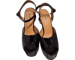 JUMEX-EROTISCHE PUPM -BLACK LAKLEER- HAK 16 CM-ZOOL 6CM-SIZE38