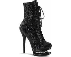 Pleaser - BLONDIE-R-1020 Plateau Laarzen, Paaldans schoenen - Paaldans schoenen - 35 Shoes - Zwart