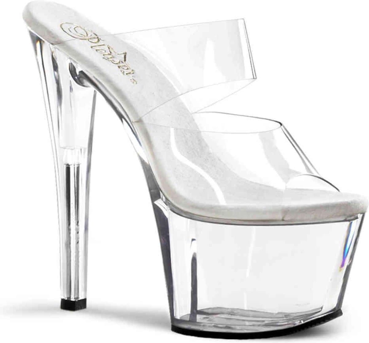 Pleaser - SKY-302 Muiltjes - Paaldans schoenen - 44 Shoes - Transparant/Zilverkleurig — afbeelding 1