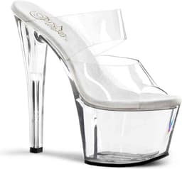 Pleaser - SKY-302 Muiltjes - Paaldans schoenen - 44 Shoes - Transparant/Zilverkleurig — thumbnail 1