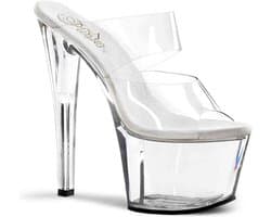 Pleaser - SKY-302 Muiltjes - Paaldans schoenen - 44 Shoes - Transparant/Zilverkleurig