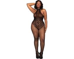 Visnet Bodystocking Teddy - Plus Size - Zwart