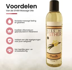 Sther Premium Massageolie - Vanille - 250ml - Natuurlijk Glijmiddel op Oliebasis - Met Avocado-olie - Langdurig Glijvermogen — thumbnail 4