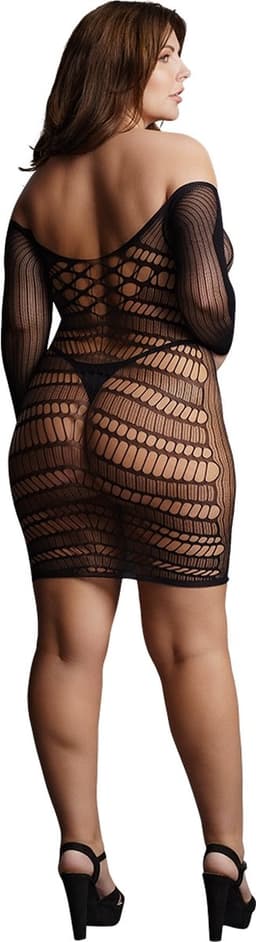 Shots - Le Désir Mini Jurk met Lange Net Mouwen - Plus Size black OSX — thumbnail 5
