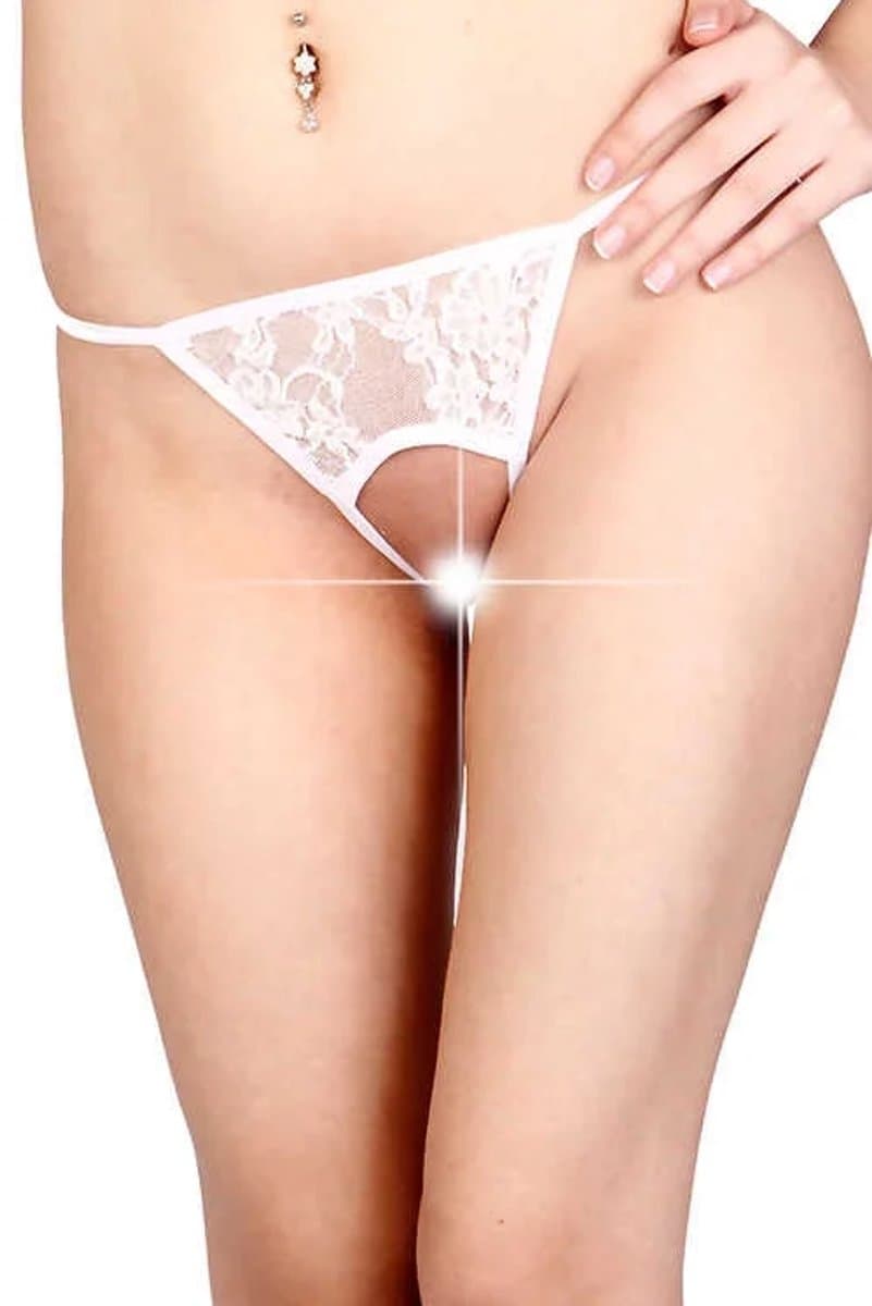 Witte String Slip met Bloempatroon - Elastische Damesondergoed in Comfortabele Pasvorm voor Dagelijks Dragen - Maten S tot 3XL — afbeelding 1