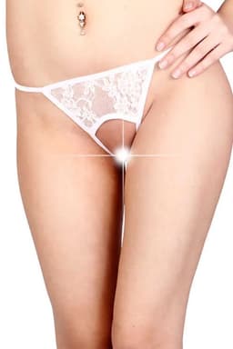 Witte String Slip met Bloempatroon - Elastische Damesondergoed in Comfortabele Pasvorm voor Dagelijks Dragen - Maten S tot 3XL — thumbnail 1