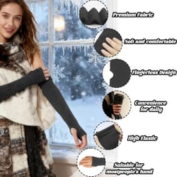Armwarmers dames - lange vingerloze handschoenen - gebreid wol - warm en stijlvol - ShopVlot — thumbnail 4