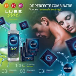 MY.SIZE condoom- + glijmiddelset met 100 ml Lube Me Natural & 3x3 condooms 57, 60, 64 mm breed | Glijmiddel op waterbasis | Glijmiddel geschikt voor toys & latexcondooms — thumbnail 2