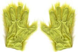 Handschoenen, kostuumaccessoires voor Kerstmis | Officiële Grinch-kostuumaccessoires, kersthandschoenen met groen kunstbont, Kerstmis en themafeest — thumbnail 2