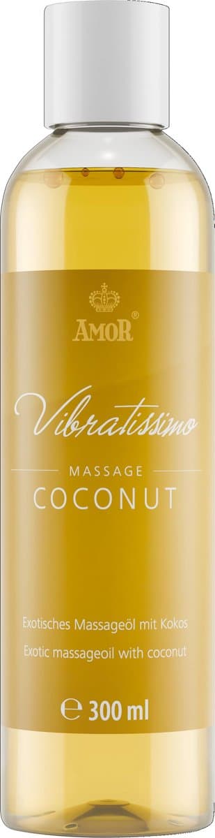 Vibratissimo massageolie Coconut 300ml – Exotische olie met kokosgeur | Voor ontspannende lichaamsmassages & intieme momenten | Zacht voor de huid met waardevolle plantaardige oliën — afbeelding 1
