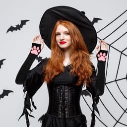 Handschoenen Lange Vingerloze Handschoenen Kawaii Roze 3D Klauw Leuke Kat Mouw voor Meisjes Cosplay Halloween Party — thumbnail 3