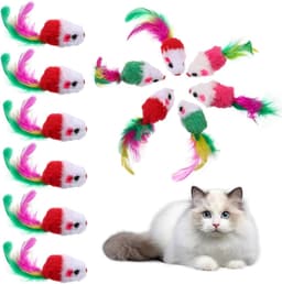 12 stuks kattenspeelgoed, muis, interactief speelgoed met veerstaart voor indoor katten, realistische pluche muizen om te jagen en te spelen, voor volwassen katten en kittens (willekeurige — thumbnail 1