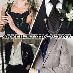 4 stuks 2 stijlen strass ster broche legering ster maan kwast prachtige reversspeld platina strass sneeuwvlok hangende lange kwastnaalden — thumbnail 5