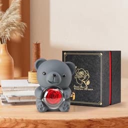 Romantische teddybeer met roos en verborgen sieradendoosje - uniek cadeau voor haar - Valentijnsdag, Moederdag, bruiloften en jubilea — thumbnail 3