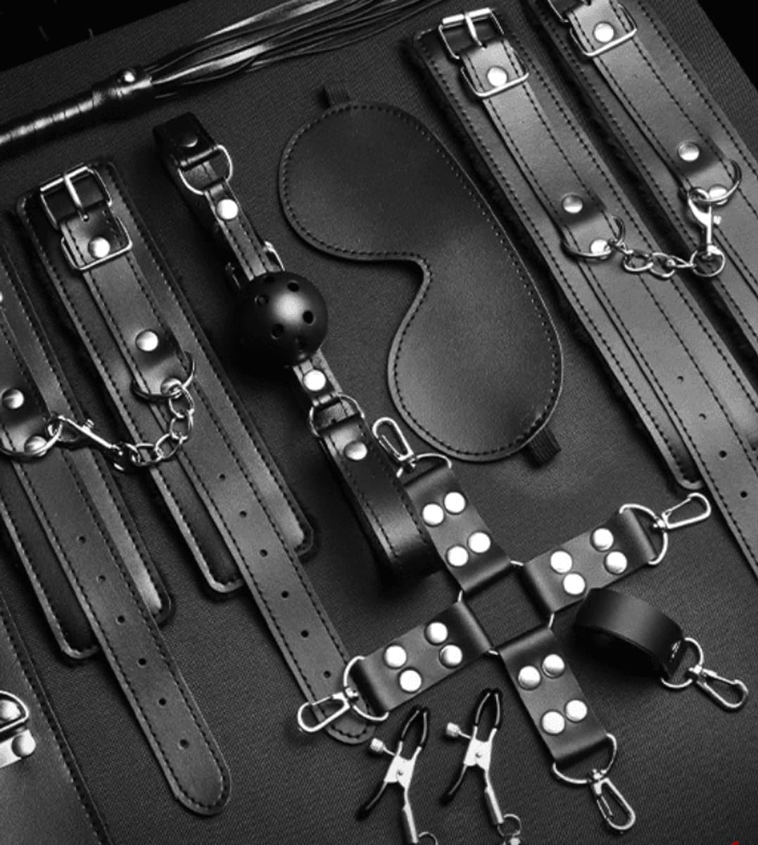 Adultshop - Luxe BDSM Set Zwart - 10-Delig Compleet Bondage Pakket voor Koppels — afbeelding 1