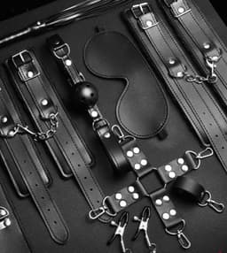 Adultshop - Luxe BDSM Set Zwart - 10-Delig Compleet Bondage Pakket voor Koppels — thumbnail 1