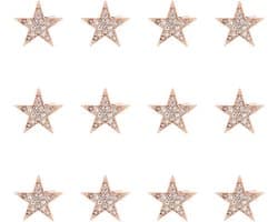 12 STKS Ster Broche Pin Legering Pentagram Broches Rose Gold Rhinestone Badge Metalen Broche Pins Voor Jurk Trui Sjaal Baretten Tas Decoraties