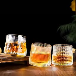 Whiskyglazenset van roterend glas, Wisky-glazen met bolvormige bodem voor proeverijen, 4 stuks, 4 stuks, speciaal voor rum, gin, amaro en sterke drank — thumbnail 5