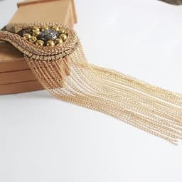 2 Stukken Punk Epauletten, Gouden Epauletten, Metalen Epauletten met Kwastjes, Geschikt voor Herenmilitairen, Maskerade, Toneelvoorstellingen, Uniformdecoratie(Gouden) — thumbnail 2