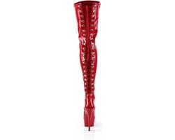 EU 39 = US 9 | DELIGHT-3063 | 6 Heel, 1 3/4 PF Back Lace Thigh Boot, Side Zip — thumbnail 6