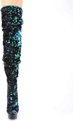 Pleaser - DELIGHT-3004 Plateau overknee Laarzen - US 7 - 37 Shoes - Groen/Zwart — thumbnail 2