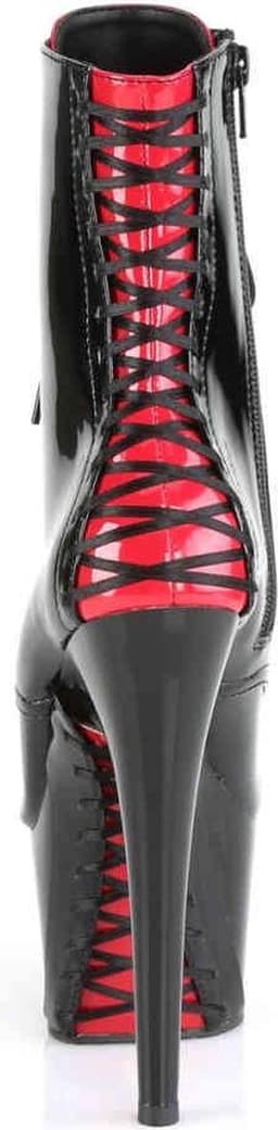 Pleaser - ADORE-1020FH Plateau Laarzen, Paaldans schoenen - Paaldans schoenen - 45 Shoes - Zwart/Rood — thumbnail 4