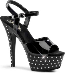 Pleaser - STARDUST-609 Sandaal met enkelband, Paaldans schoenen - Paaldans schoenen - 36 Shoes - Zwart — thumbnail 1