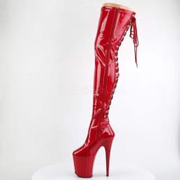 Flamingo-3063 hoge overknee stiletto laars met veters en extreem hoog plateau glanzend rood - Fetish Exotic Dancing - (EU 36 = US 6) - Pleaser — thumbnail 4
