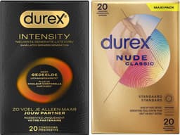 Durex - 40 stuks Condooms - Intensity Nieuwste generatie ultradun, gedeelde lichaamswarmte 20st - Nude Huid op Huid Gevoel 20st - Voordeelverpakking — thumbnail 1