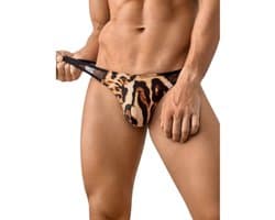 Sexy Luipaardstring voor Heren - Mesh Doorschijnende Tailleband - Verleidelijk Ondergoed - L | LekkerStout | ( LS306 )