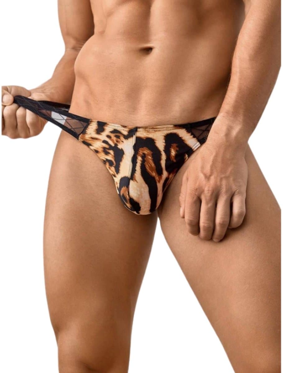Sexy Luipaardstring voor Heren - Mesh Doorschijnende Tailleband - Verleidelijk Ondergoed - L | LekkerStout | ( LS306 ) — afbeelding 1