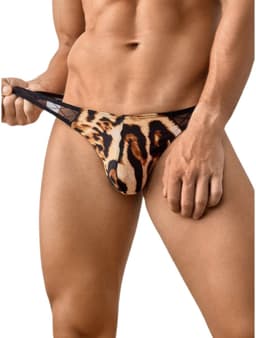Sexy Luipaardstring voor Heren - Mesh Doorschijnende Tailleband - Verleidelijk Ondergoed - L | LekkerStout | ( LS306 ) — thumbnail 1