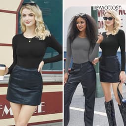 Getailleerd dames T-shirt met lange mouwen - Modieuze crop top met ronde hals — thumbnail 2