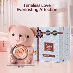 Romantische teddybeer met geconserveerde roos en hartvormige halsketting - Perfect cadeau voor Valentijnsdag, Moederdag en bruiloften — thumbnail 2