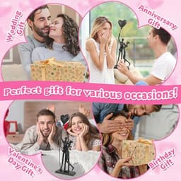 Romantisch IJzeren Sculptuur Paar - Handgemaakt Metalen Standbeeld voor Liefde en Huwelijksgeschenken — thumbnail 3