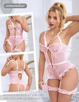 Sexy Lingerie Set voor Dames - Grote Maat Bodys met Kant - Eendelig Negligé en Teddy — thumbnail 4