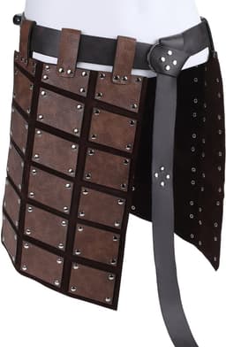 Medieval Faux Leather Thigh Armor - Retro Double Sided Waist Armor Protector met Belt - Mercenary Knights Skirt Armor voor LARP Viking Mannen Halloween Cosplay Kostuum — thumbnail 1