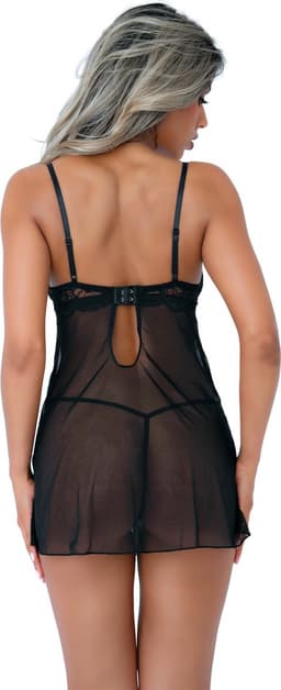 Daring Intimates - Lace Babydoll and String - Womens lingerie Babydoll and Chemises Zwart S/M — thumbnail 5