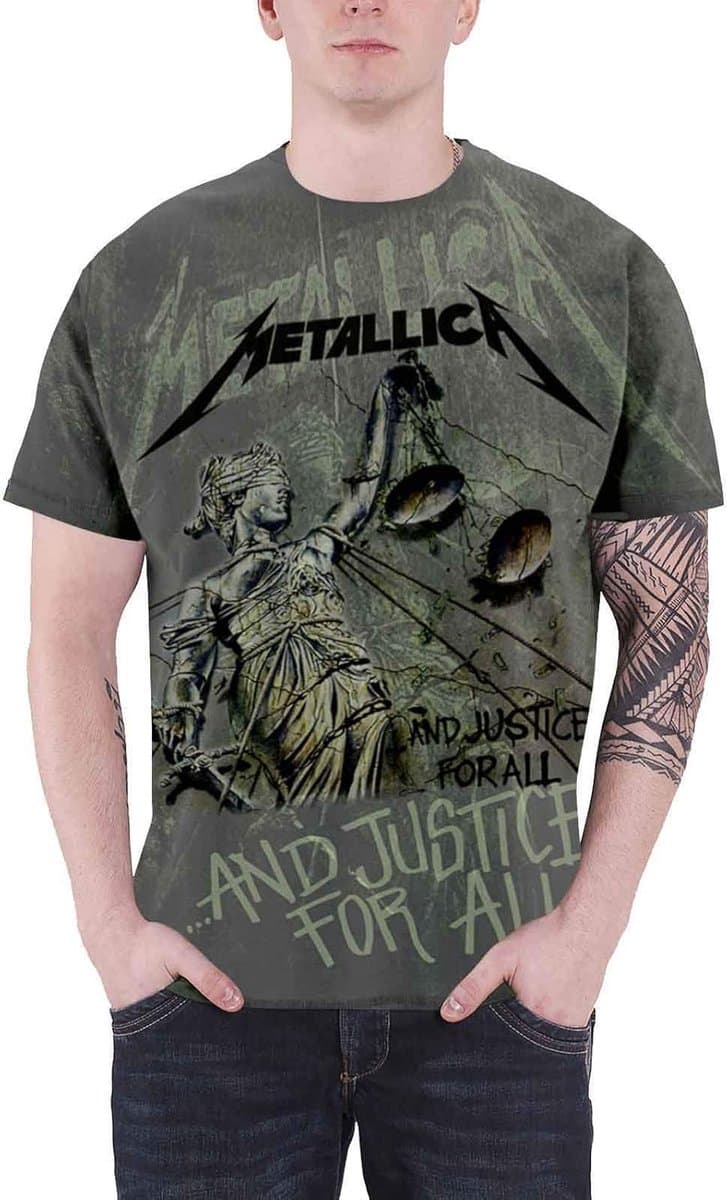 Grafisch T-shirt - Bandshirt Heren - Casual Draagcomfort - All-over Print Design - Antracietgrijs — afbeelding 1