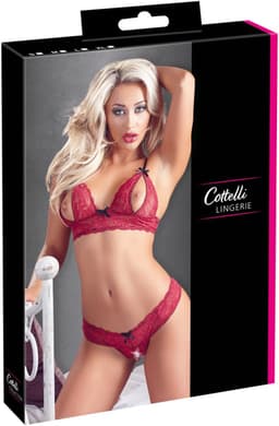 Cottelli Collection - Lingerie Set met Toegankelijkheid tot Tepels en Vagina voor een Spannende Ervaring – Maat S – Rood — thumbnail 6