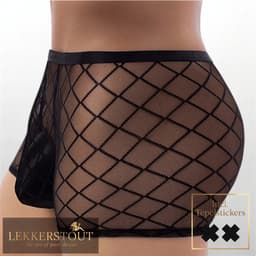 Heren Boxer Short Mesh Design Transparant Zwart - Sexy Herenondergoed - Maat L | LS149 — thumbnail 2