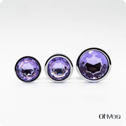 Metalen Buttplugs voor mannen en vrouwen - Buttplug Set 3-Delig - Anal & Butt Plug - Lila — thumbnail 3