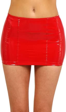 Sexy Wetlook Mini Rok met Rits Vinyl PVC voor Dames Clubwear — thumbnail 3