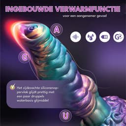 JustFun 4-in-1 Fantasy Vibrator - 25 CM - Dildo met Zuignap - 3 Stuwstanden – 7 Vibratiestanden - Sex Toys voor Mannen & Vrouwen - Monster Anal Plug XXL - Rainbow — thumbnail 3