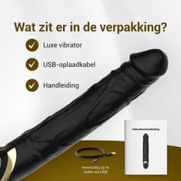 EZlove® Luxe Zwarte Vibrerende Dildo – Realistische Dildo met Eikel & Aders – 10 Vibratiestanden – Siliconen Dildo – Waterproof & Oplaadbaar – Dildo voor Vrouwen & Mannen – 22 cm — thumbnail 7