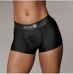 Shots - Ouch! OU825BLKML1 - Vibrating Strap-on Boxer - Black - M/L — thumbnail 1