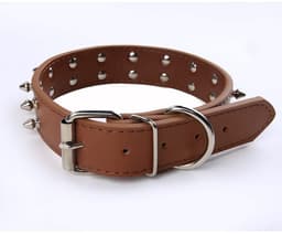 MTTProducts - Hondenhalsband - Dubbele Rij Studs - Hoogwaardige PU - Rood Roos - Rivet Collar - Geschikt voor Middelgrote en Grote Honden - D-ring Beve... — thumbnail 3