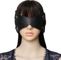 Masker Met Riempjes - Zwart - PU Leder - Spannend Oogmasker - Unisex - Sex Speeltjes Toys - Roleplay / Rollenspel - Erotiek - BDSM Bondage Masker — thumbnail 2
