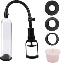 Essentials - Handmatige Penis Pomp met Sleeves - 21 cm - Transparant/Zwart — thumbnail 2