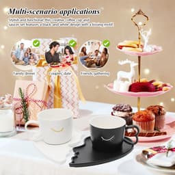 Kusjes Mok Set - Koffie Kopjes - Romantische Momenten - Uniek Ontwerp - 500ml Capaciteit - Wit — thumbnail 4